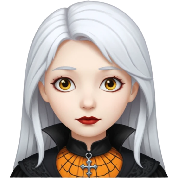 Pale woman with white hair gothic style emoji