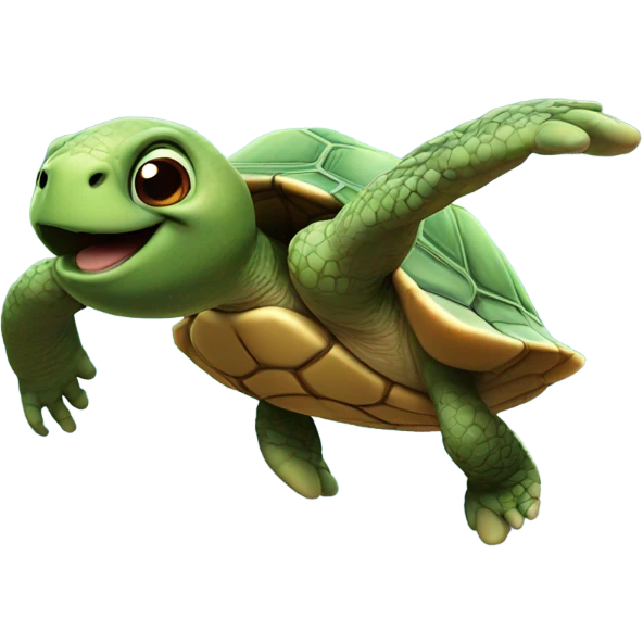 Turtle doing a backflip emoji
