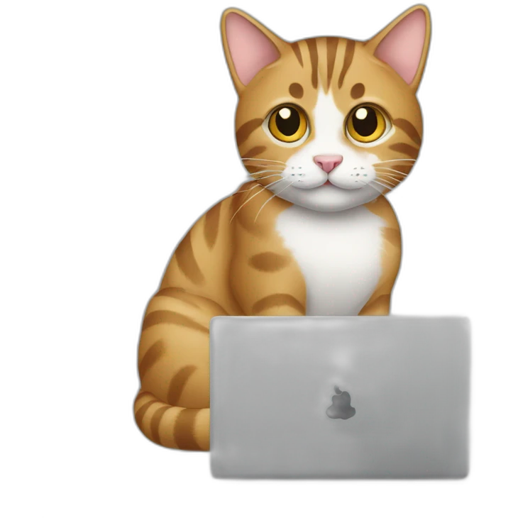 a tabby cat and a computer emoji
