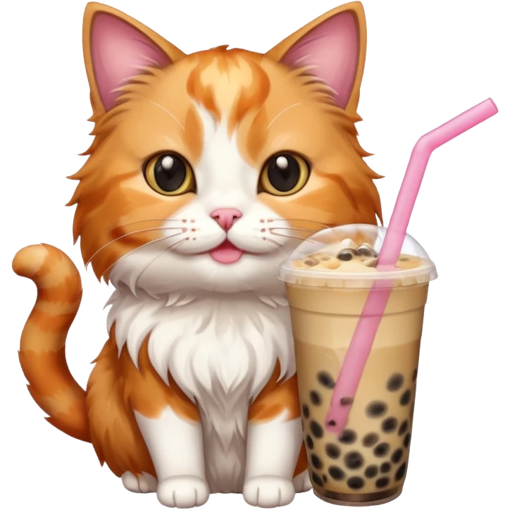 cat drinks bubble tea emoji