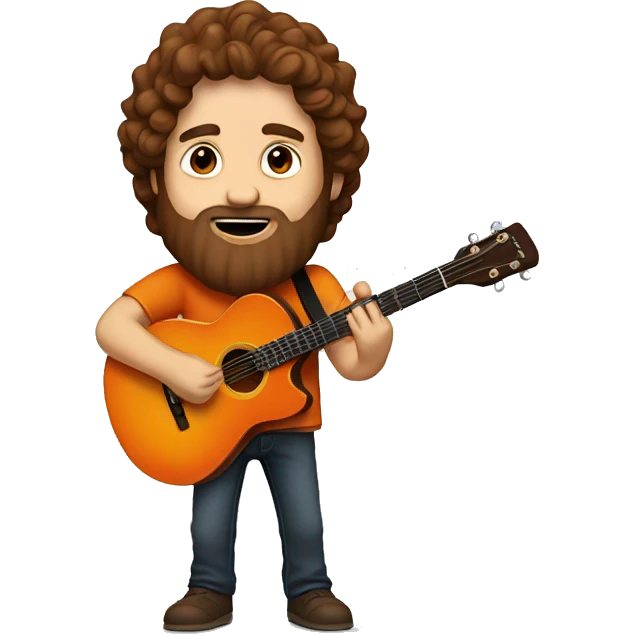 Man with brown hair and beard orange ibenez guitar emoji