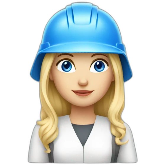 female architect blonde blue eyes with a helmet emoji