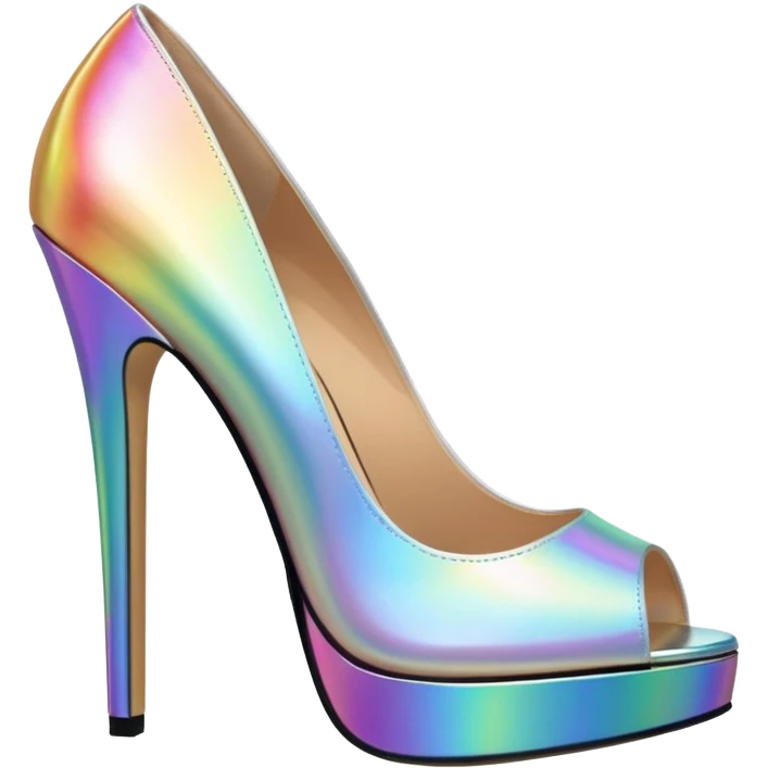 Holographic raindow open toe high heel pumps emoji