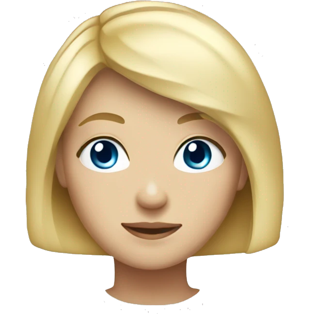 blonde girl with short hair middle round face and blue eyes  emoji