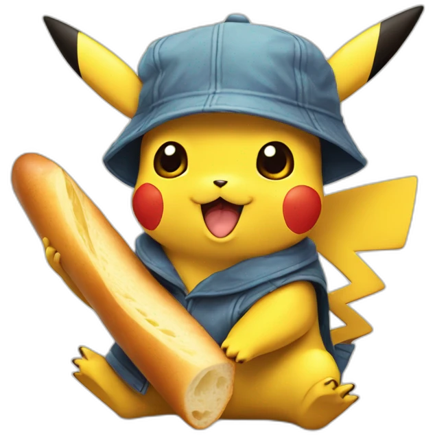 Pikachu avec une baguette de pain emoji