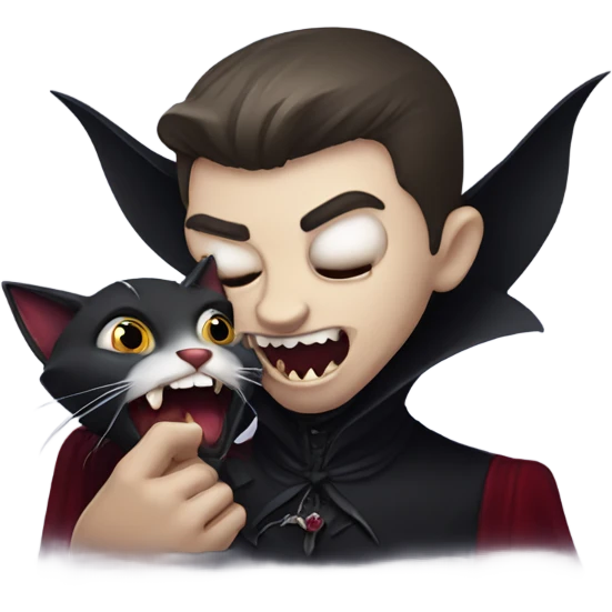 Vampire biting cat emoji