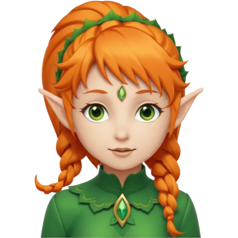 Orange Haired Elf, Elf girl with orange ponytail hair emoji
