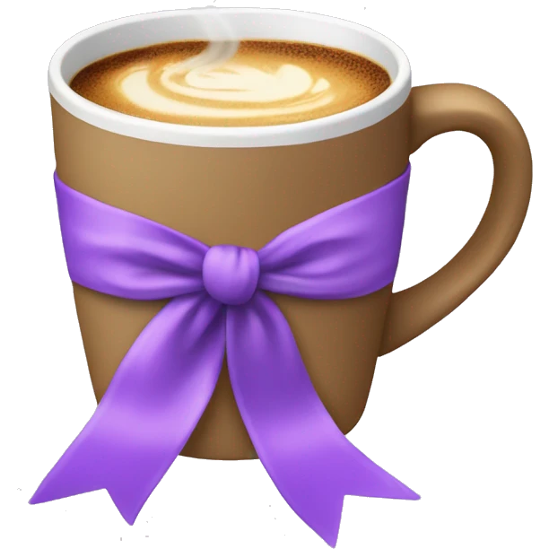 Christmas coffe cup with a lilac ribbon emoji