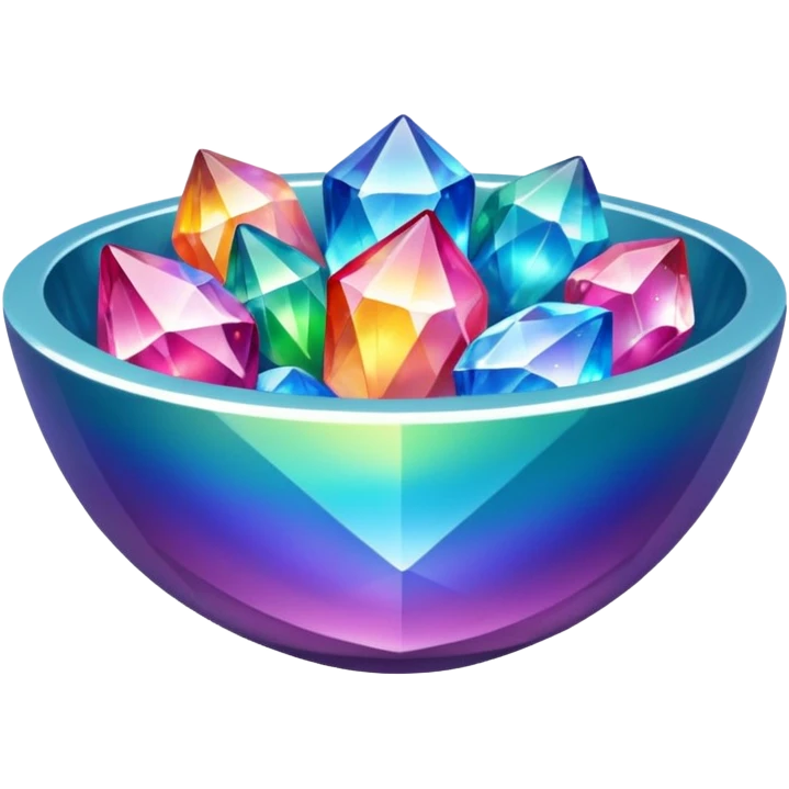 a bowl of colorful blinged crystal emoji