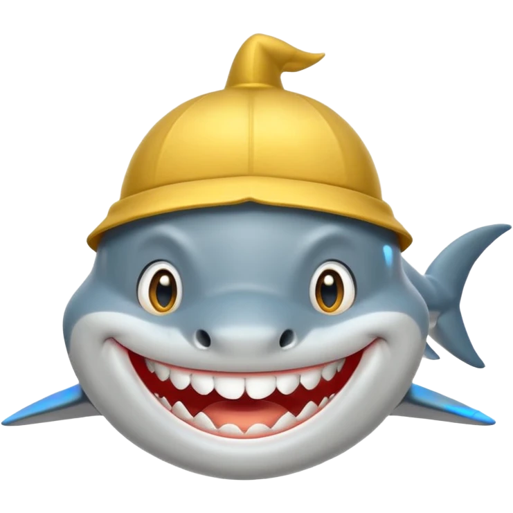 Shark with golden hat on his head smiling emoji