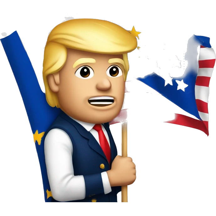 Donald Trump with a flag from the European Union emoji