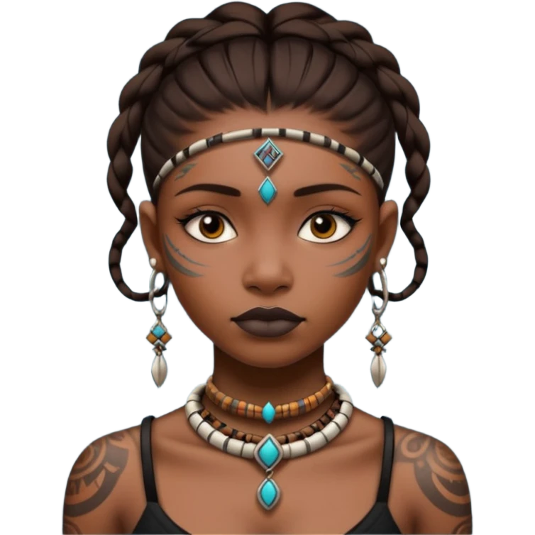 tribal girl Tattooed, empty neck emoji