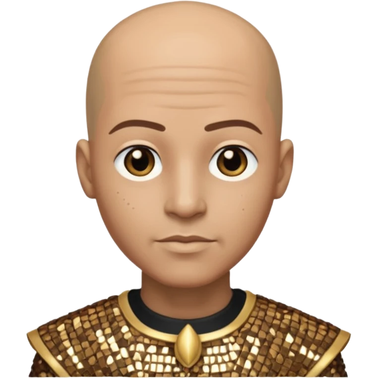 Imhotep from Universal Monsters with bald head, bronze sequin outfit  emoji