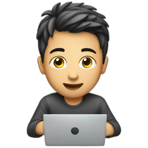 A boy playing pc emoji