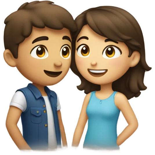 brunette boy and girl in love emoji