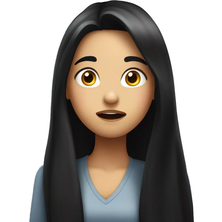girl with long black hair feeling amazed mind blowing expression  emoji