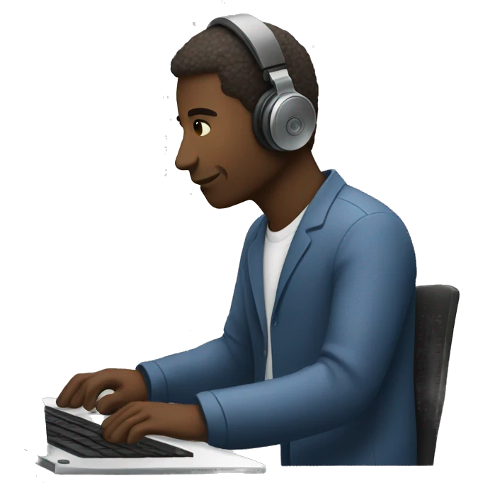 person working and listening to music emoji