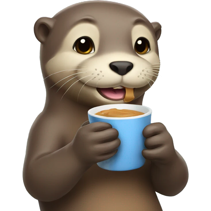 Otter drinking tea and eating peanut butter sandwich emoji