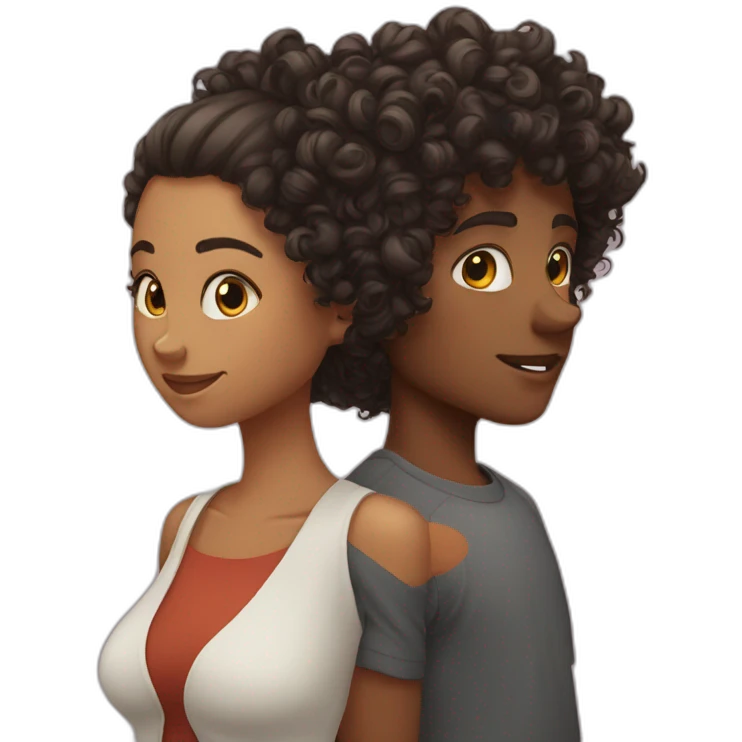 Curly girl and curly boy emoji