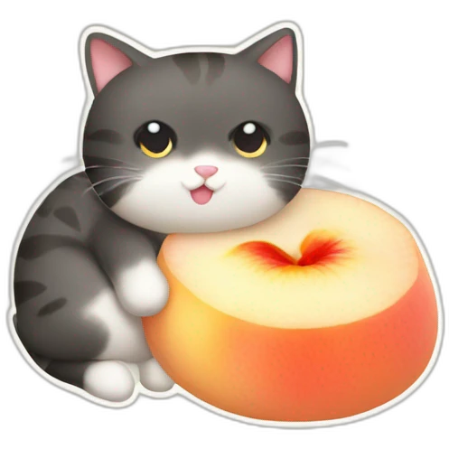 peach rice cake mochi cat emoji