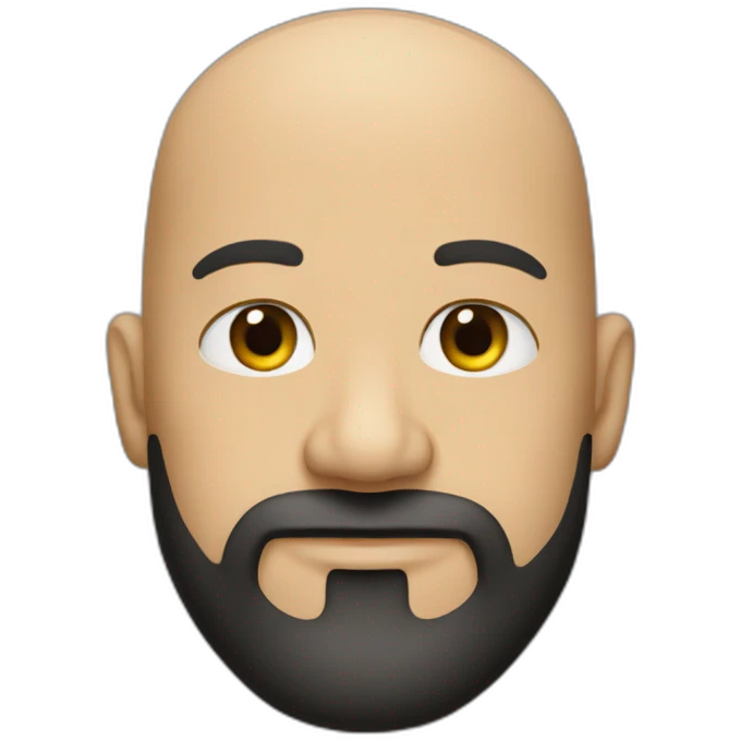 Bald man, big face, goatee beard, dressed in black emoji
