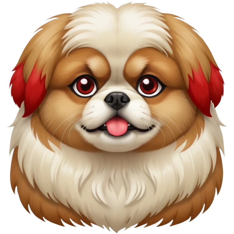 A pekingese dog with a red necklace  emoji