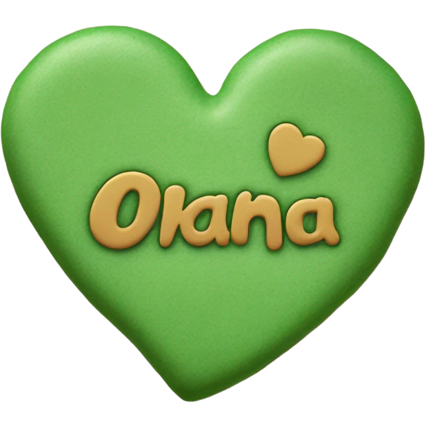 Green cookie heart with ohana emoji