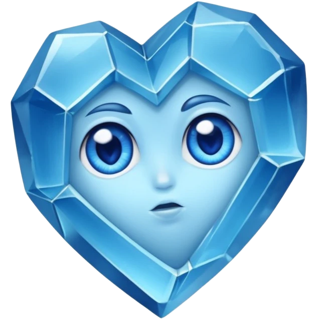 very sharp very broken broken blue gem mineral , multiple irregular chunks, very shiny with two eyes and heart shaped thousand edges emoji