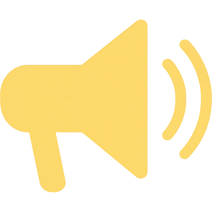 loud speaker, yellow color, clean icon, no text, simple background emoji