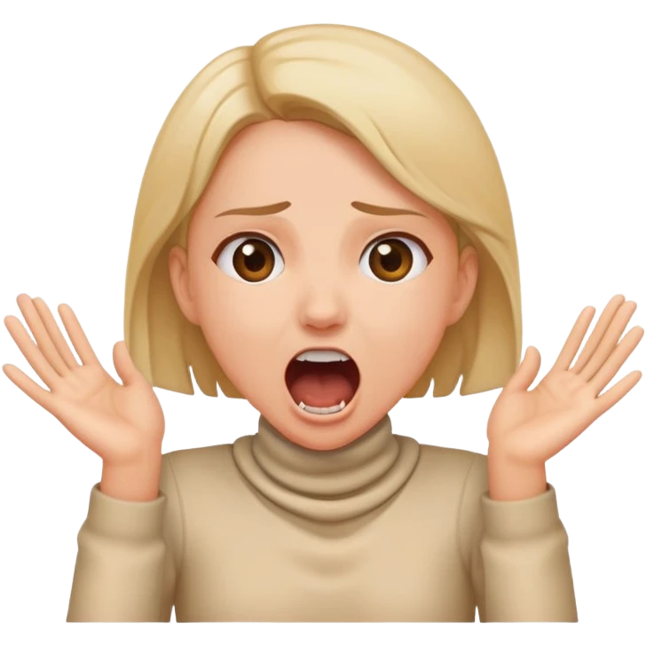 girl holding hands on her neck and screaming emoji