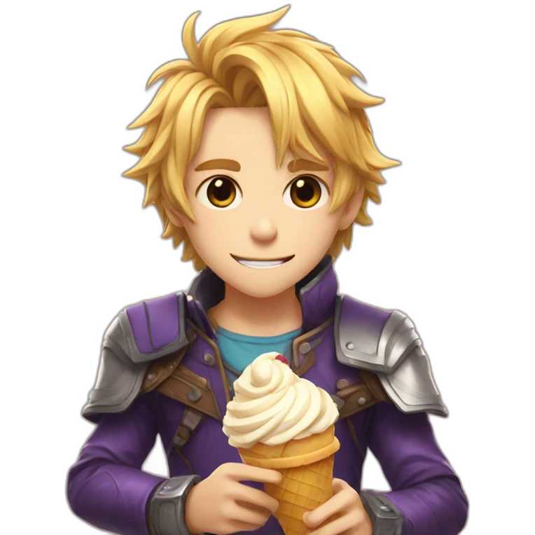 Ezreal eating ice cream emoji