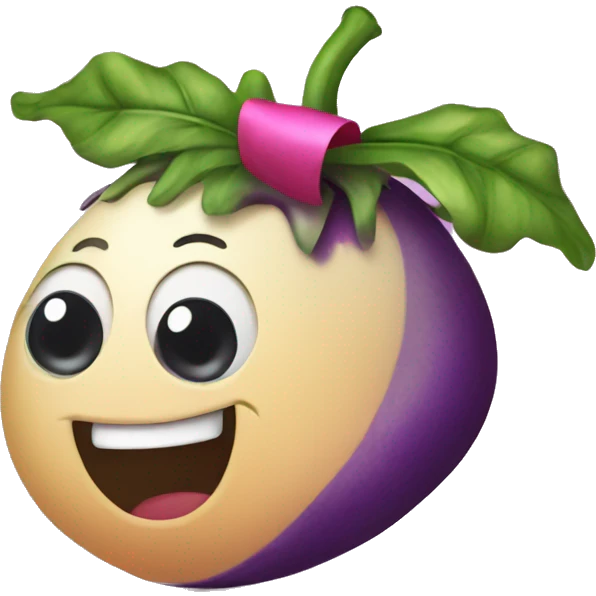 egg plant with pink bow emoji