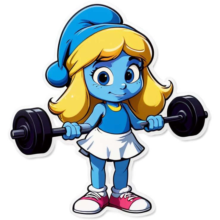 Smurfette working out in the gym emoji