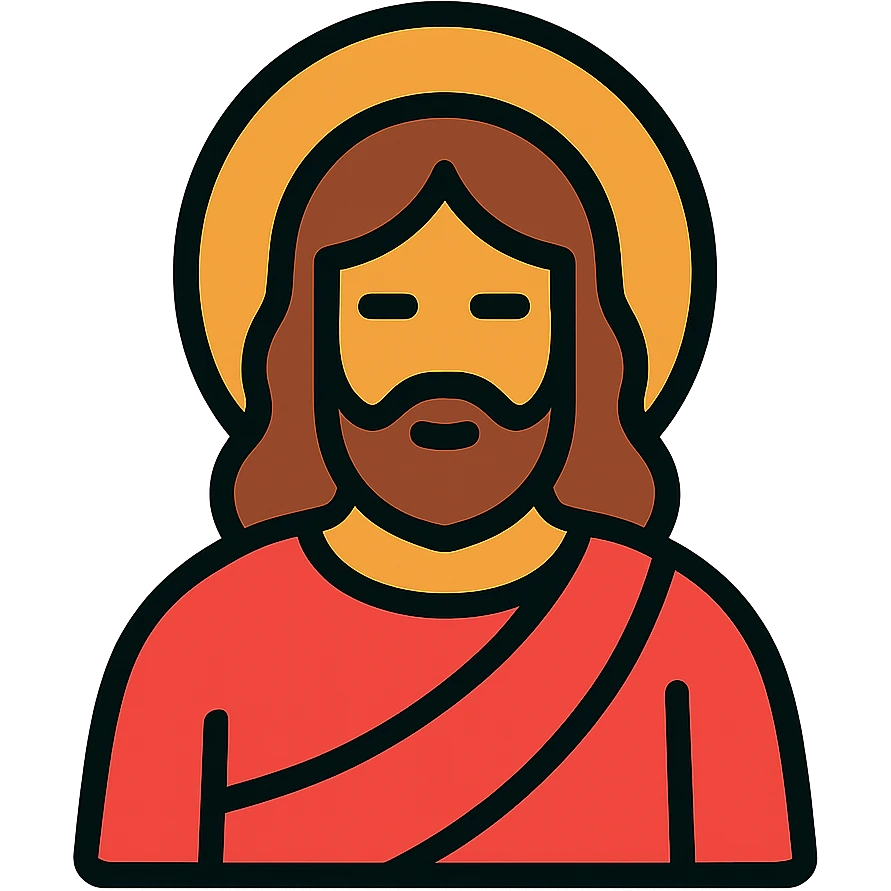 Jesus Christ figure with long hair and beard, wearing robes emoji