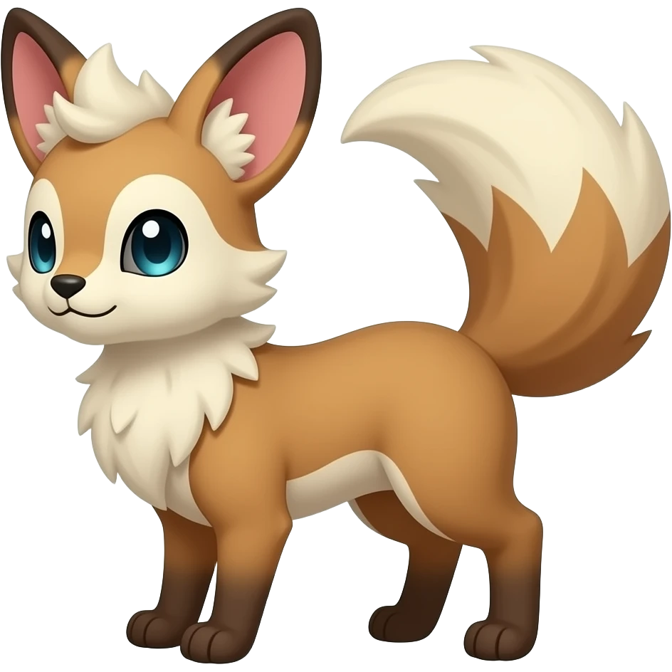 Sylveon-Furret-Buneary-Jackalope-fusion-hybrid-animal-creature with tufted ears, tufted tail emoji