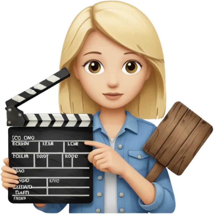 Blonde girl with film clapboard emoji