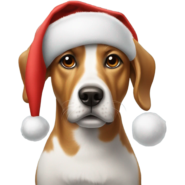 Dog wearing Christmas hat emoji