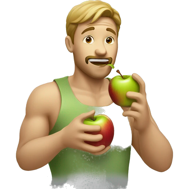 man eats small delicious apple emoji