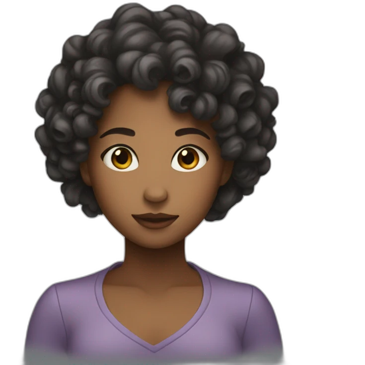 Lightsking girl with curly hair emoji