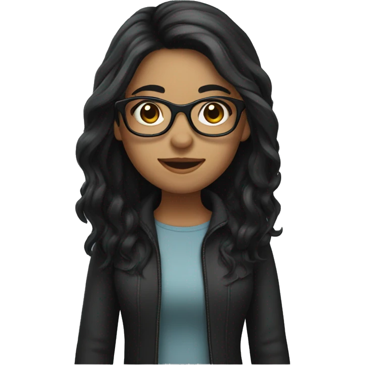 Girl with long black hair and glasses  emoji