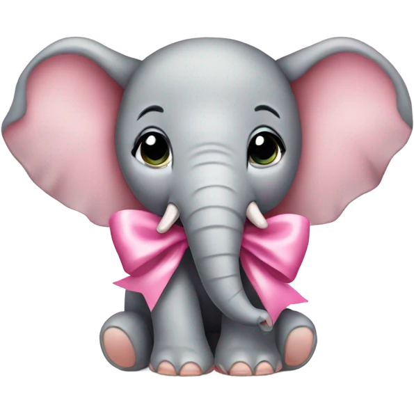 elephant baby pink bow emoji