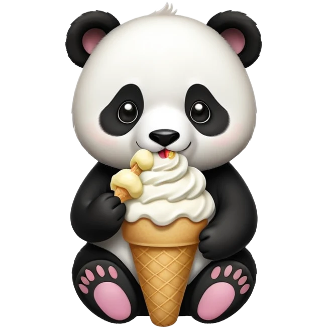 Panda eating ice cream emoji