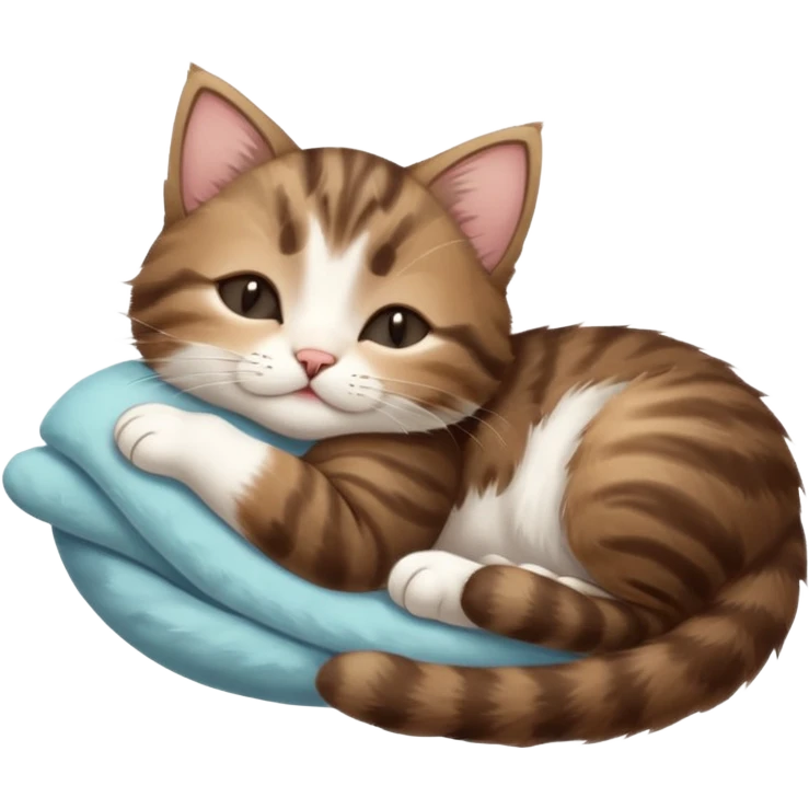 dark brown tabby and white kitten upside down sleeping emoji