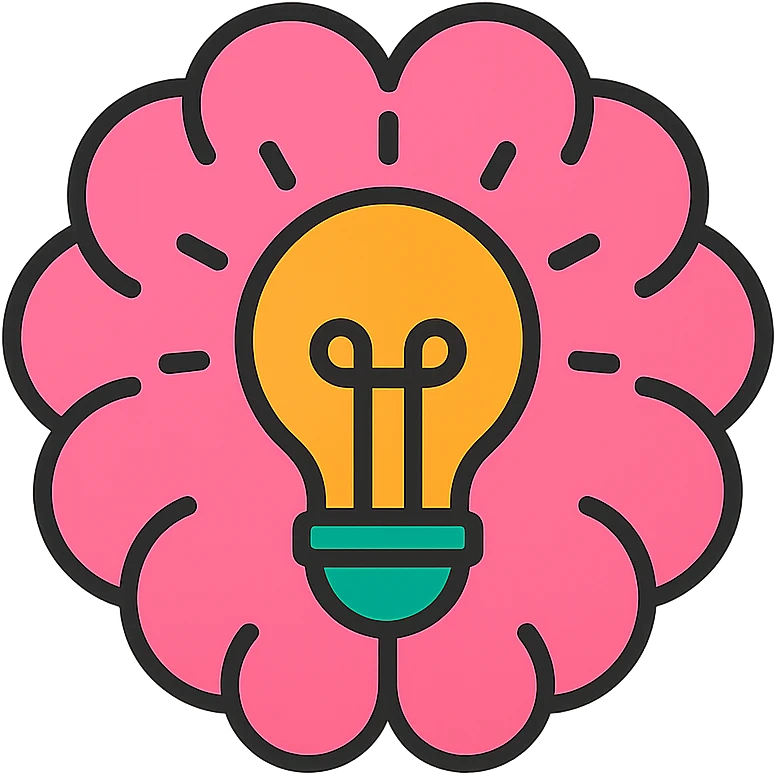 a brain with a lightbulb inside, symbolizing logical thinking, minimal icon style emoji