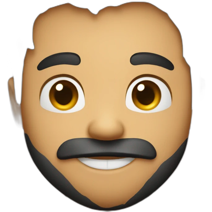 bearded man with black hair and a gap tooth smiling and hugging a heart emoji