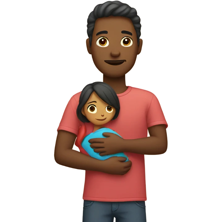 Father holds her heart in her arm emoji