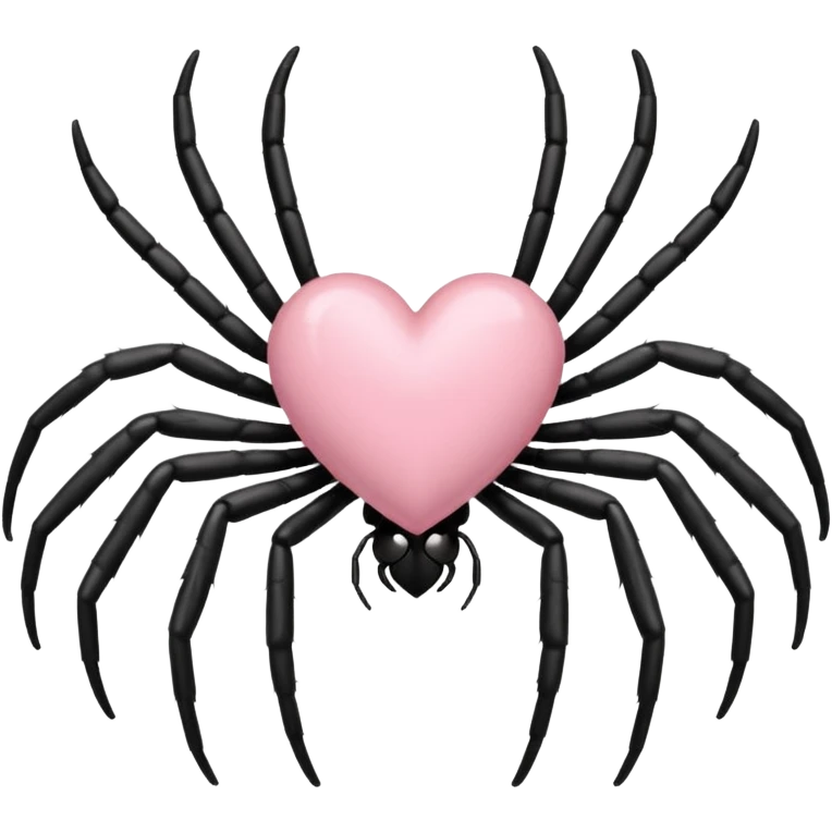 Light pink heart, black spider in the middle emoji