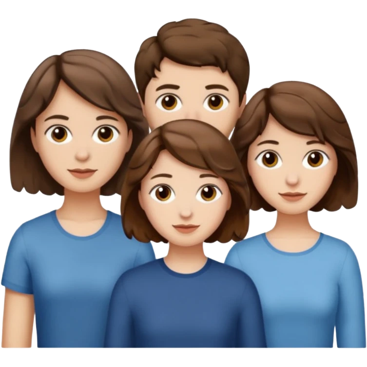 Throuple two women with short wavy brown hair, male with short brown hair emoji