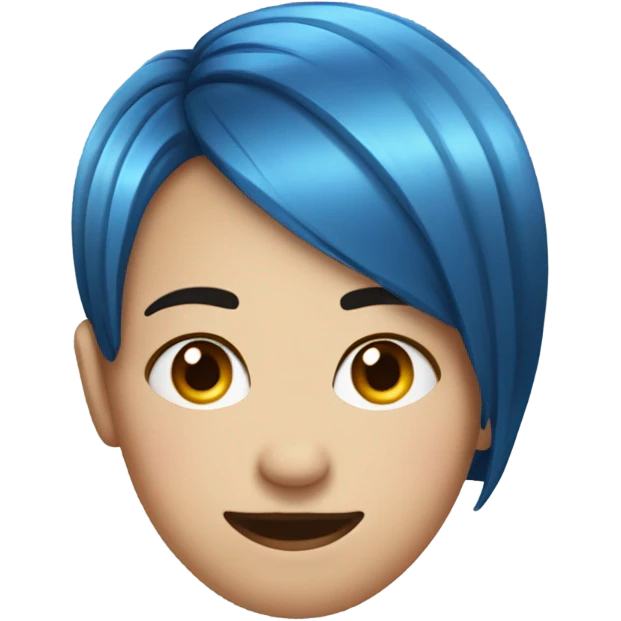 Side eye smiley face emoji and blue short hair emoji