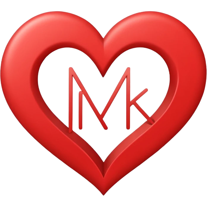 Minimalist illustration of a heart drawn with a single continuous line Integrated into the heart’s line, the letters ‘N’ and ‘K’ appear subtly, as part of the drawing itself emoji